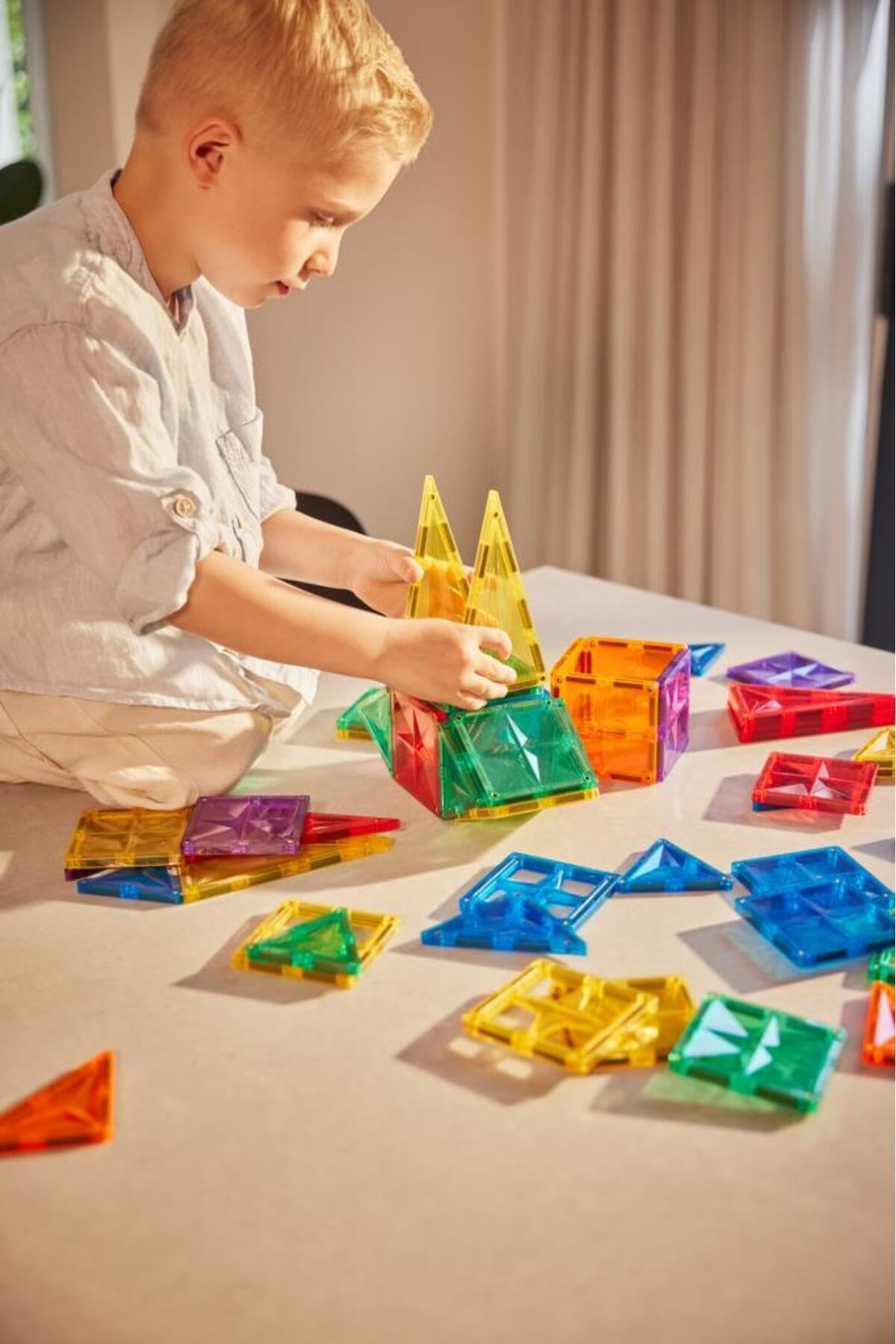 Original-Bausatz in Knallfarben 60 Teile, langlebiges Magnetspielzeug, Robustes Lernspielzeug, erweiterbare Sets, für Kinder ab 3 Jahren