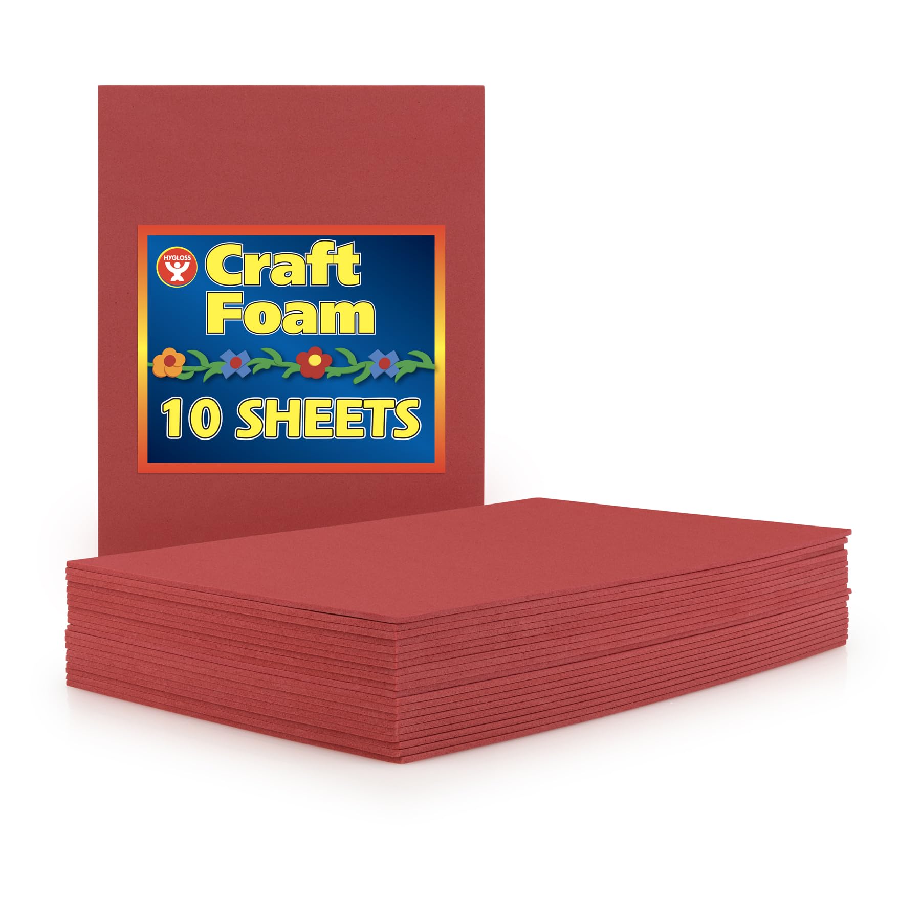 Hojas de espuma para manualidades rojo intenso, planchas de fomi de 10 unidades