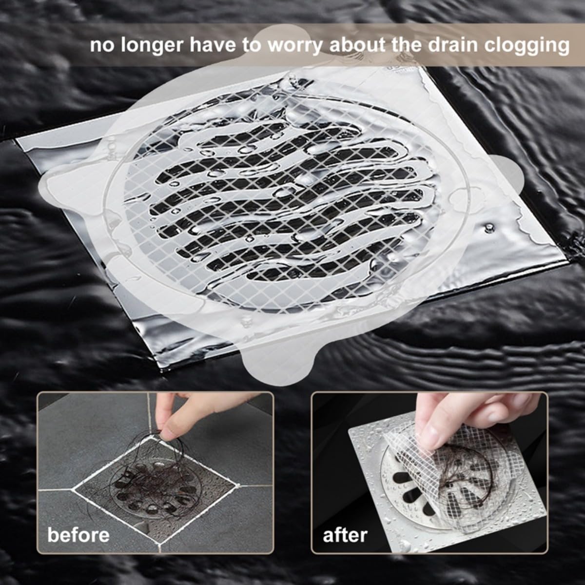 EFUTURETIME 2 pezzi 10 m Adesivo Filtro Raccogli Capelli Doccia Monouso, 9 cm x 10 m, Cattura Capelli Flessibile per Canale Scarico Doccia, Cucina, Bagno, contro Gli Intasamenti