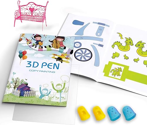 RIEOS - Libro de dibujo de impresión 3D, plantilla de papel grueso reutilizable de 40 patrones coloridos con un plato transparente, plantilla de