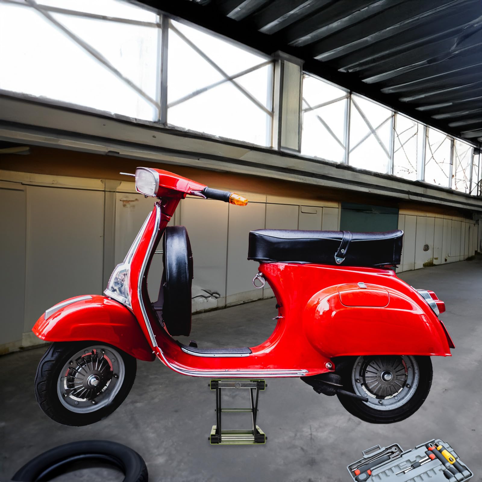 TRUTZHOLM Motorradheber höhenverstellbar 95-370mm bis 500 kg Traglast Scherenheber Montagebock Fahrradreparatur Scherenheber für die Motorradwartung Hubtisch mit Gummipolster