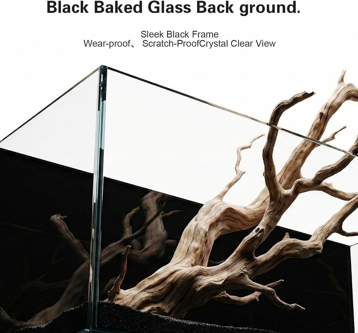 2.8 Gallon Nano Natural Aquarium Kit, Clear Glass Small Fish Tank with Light and Filter, Suitable for Small Fish, Shrimp, or Betta Fish Tank, Black