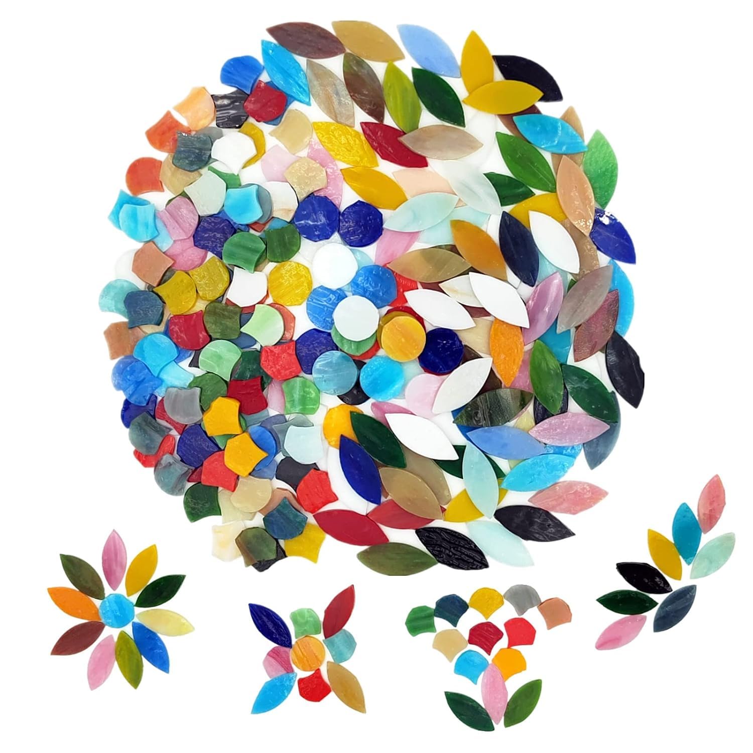 Mosaic Tiles for Craft Resin 350 Pcs Mosaic Tiles, Mixed Multicolour, Petal and Round Shapes, for DIY Crafts and Art Projects-image-49