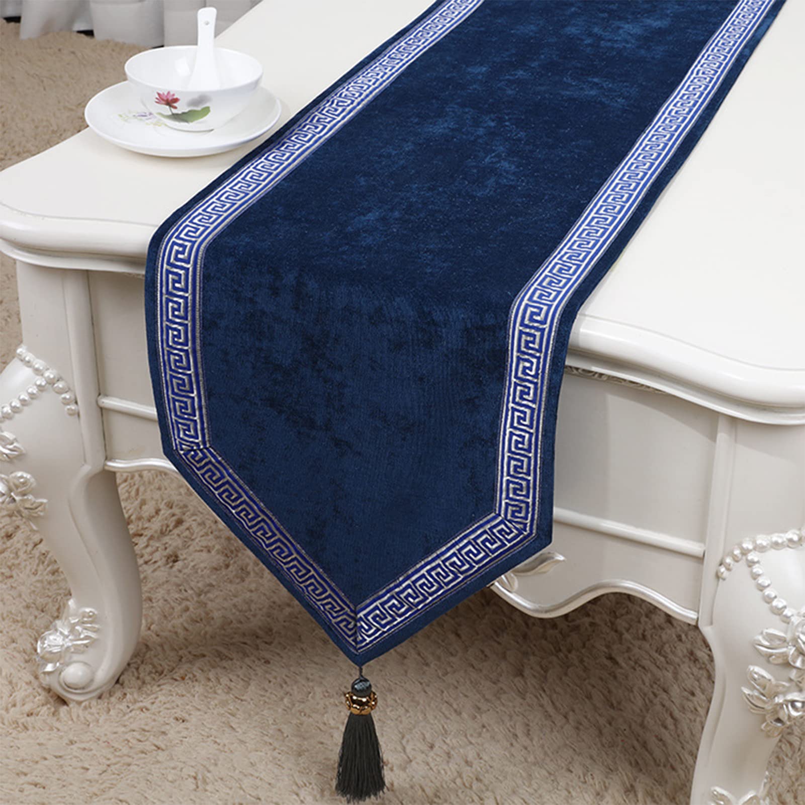 Camino de mesa de color sólido con borlas, tapiz de arte tejido para comedor, café o soporte de TV, elegante decoración del hogar, perfecta para mesa de té/café, elegantes detalles de ropa de cama
