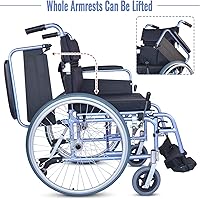 Vista 2 de Silla de ruedas manual multifuncional de aluminio, sillas de ruedas para adultos, silla de ruedas acolchada plegable con ruedas de liberación rápida