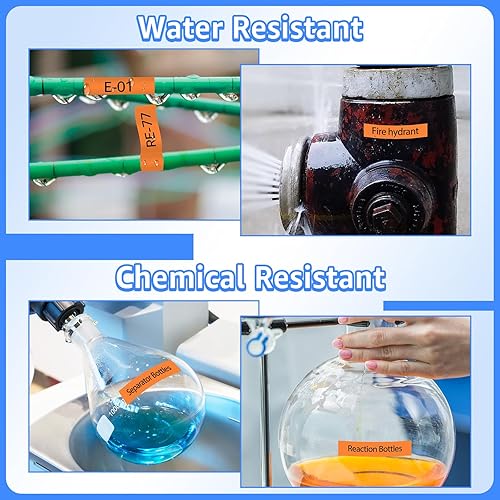 Miniatura 6 de USUPERINK Paquete de 6 etiquetas industriales compatibles con Dymo 18435 negro sobre naranja de 0.472in, 12 pulgadas x 18.0ft, 18 pies, compatible