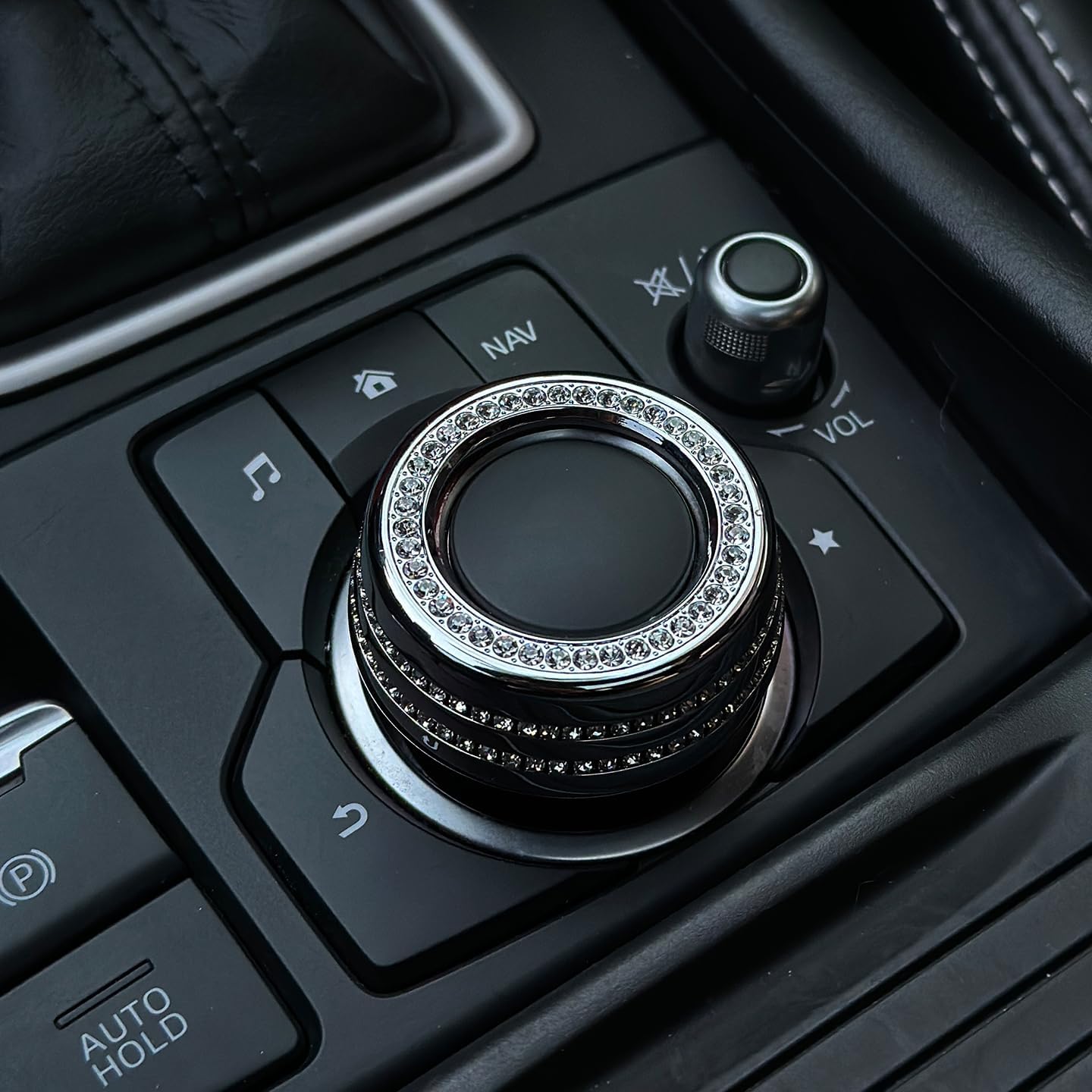 for Mazda CX-5 Car Interior Crystal Decor - Zinc Alloy with Hand-Inlaid Czech Preciosa Crystals, Luxury Accessories (Gold, CX5 AC Control Knob)