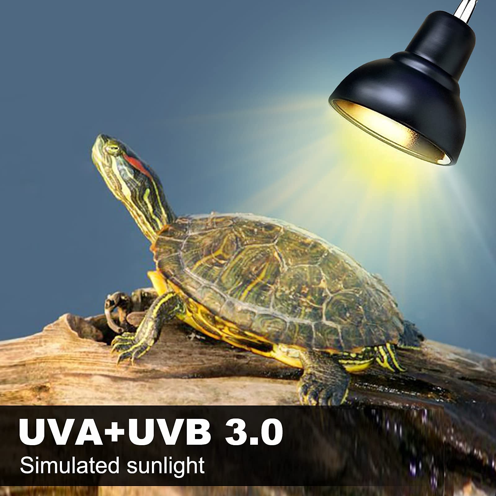 Żółw lampa grzewcza, do akwarium, gadów z 2 żarówkami UVA UVB Basking Spot i zaciskiem obrotowym 360° dla żółwia, węża, jaszczurki itp. halogenu, pomarańczowe światło