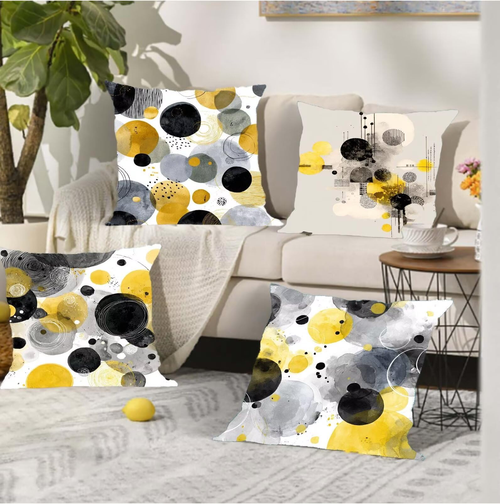 Set di 4 Rotondo Verde Cuscini Per Divano, Cuscini Divano 60x60, Esterno Impermeabili Velluto cuscino, Decorativi in esterni Moderni Arredo Copricuscini Soggiorno da Letto letti sedie giardini s-595