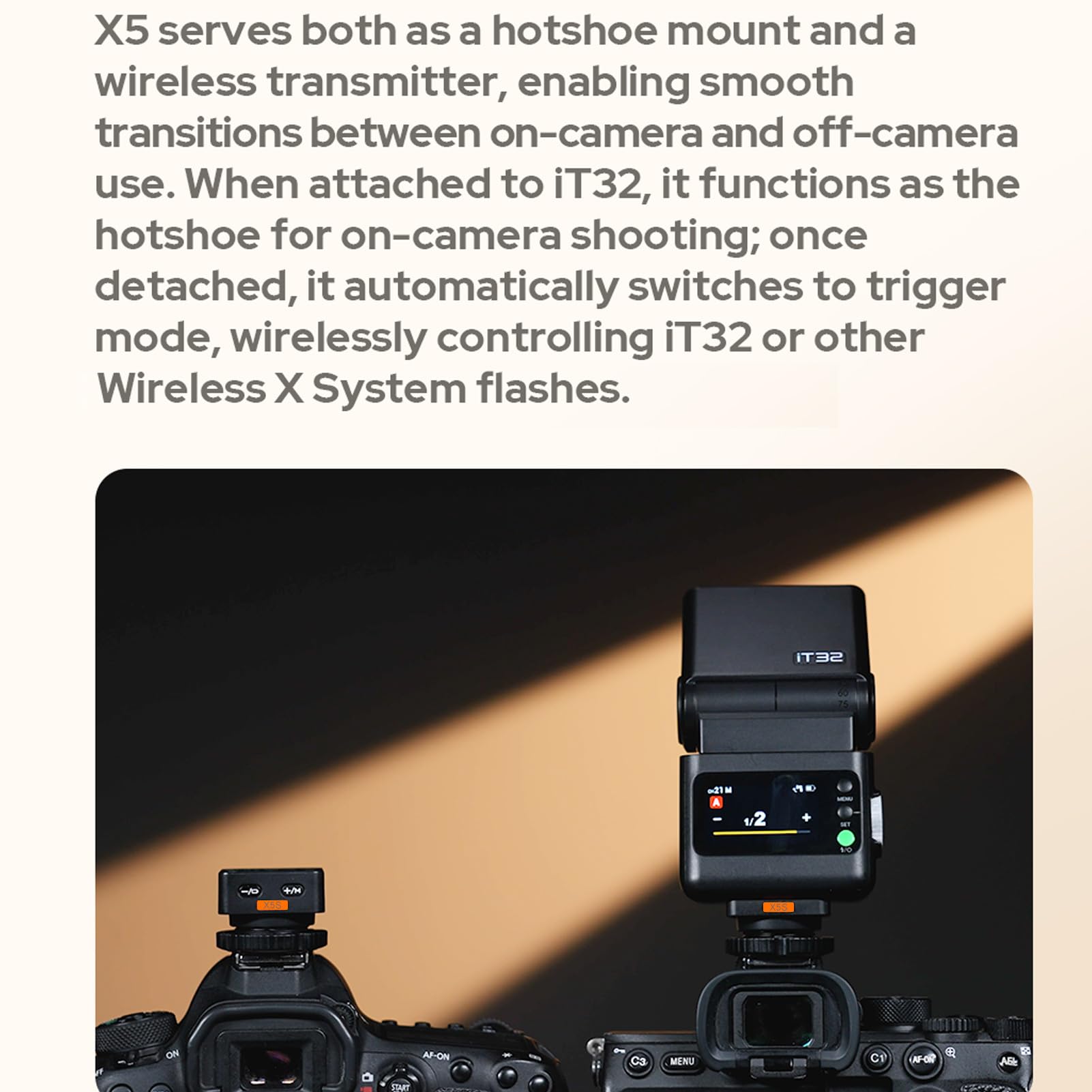 Godox X5S TTL Déclencheur Flash sans Fil pour Sony et Le Flash Godox iT32 | Récepteur sans fil 2,4 GHz, fixation magnétique sur la griffe