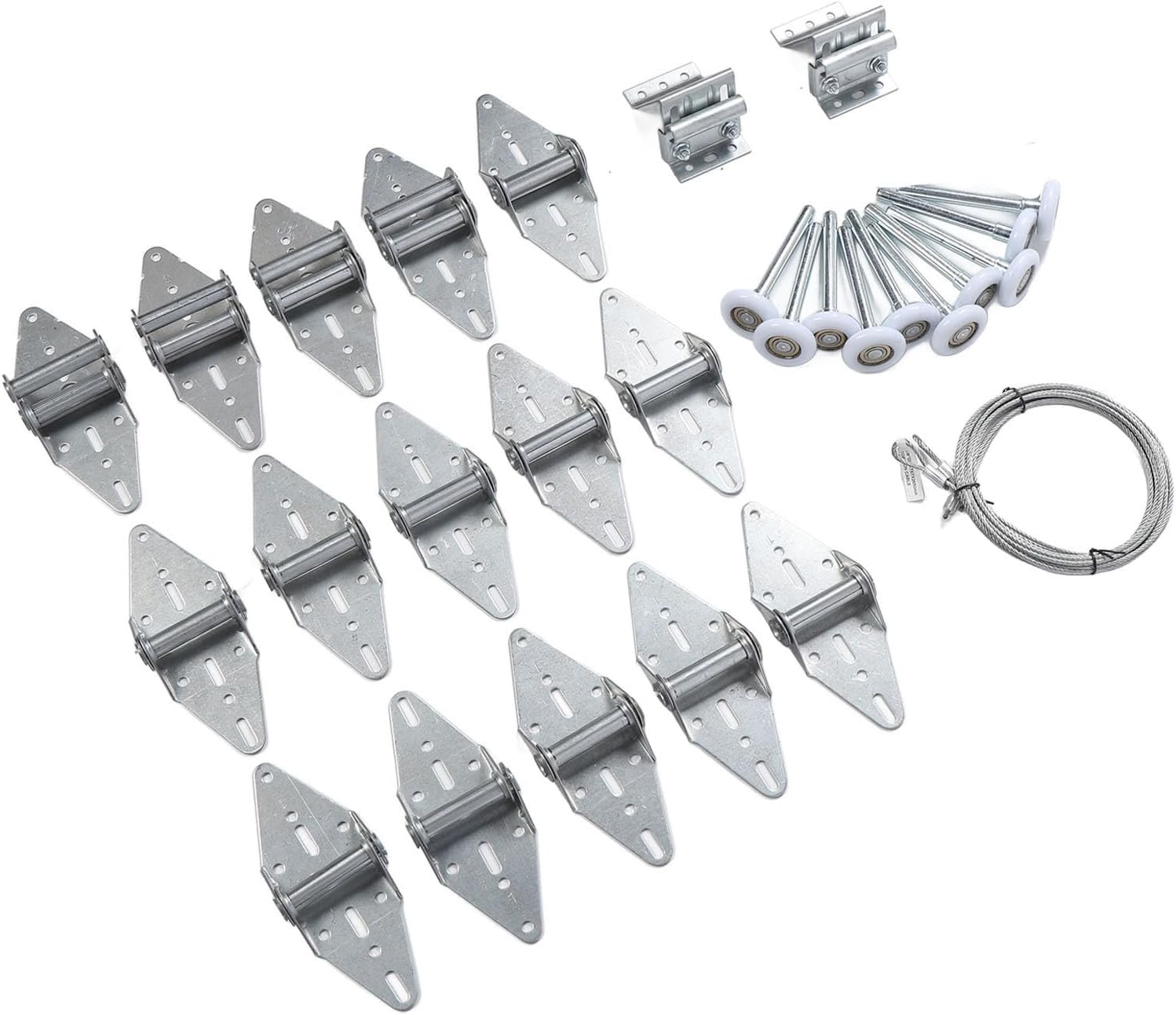 16-18x7 Garage Door Hardware Kit Garage Door Hinge Nylon Roller Top Brackets with 2650mm Cable