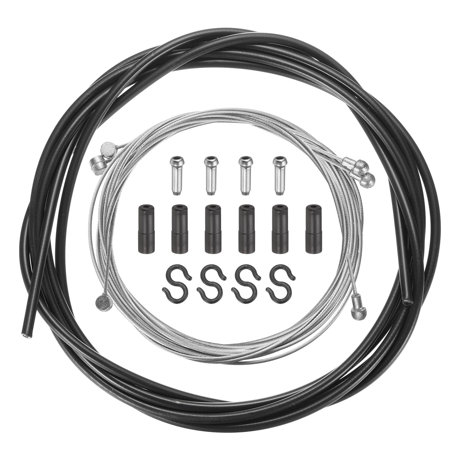 sourcing map Bicycle Brake Cable Housing Set Universal Bike Inner Brake Cable Housing Kit Front and Rear Bicycle Brake Cable Replacement Kit for Road Mountain Bicycle Cycling, Black