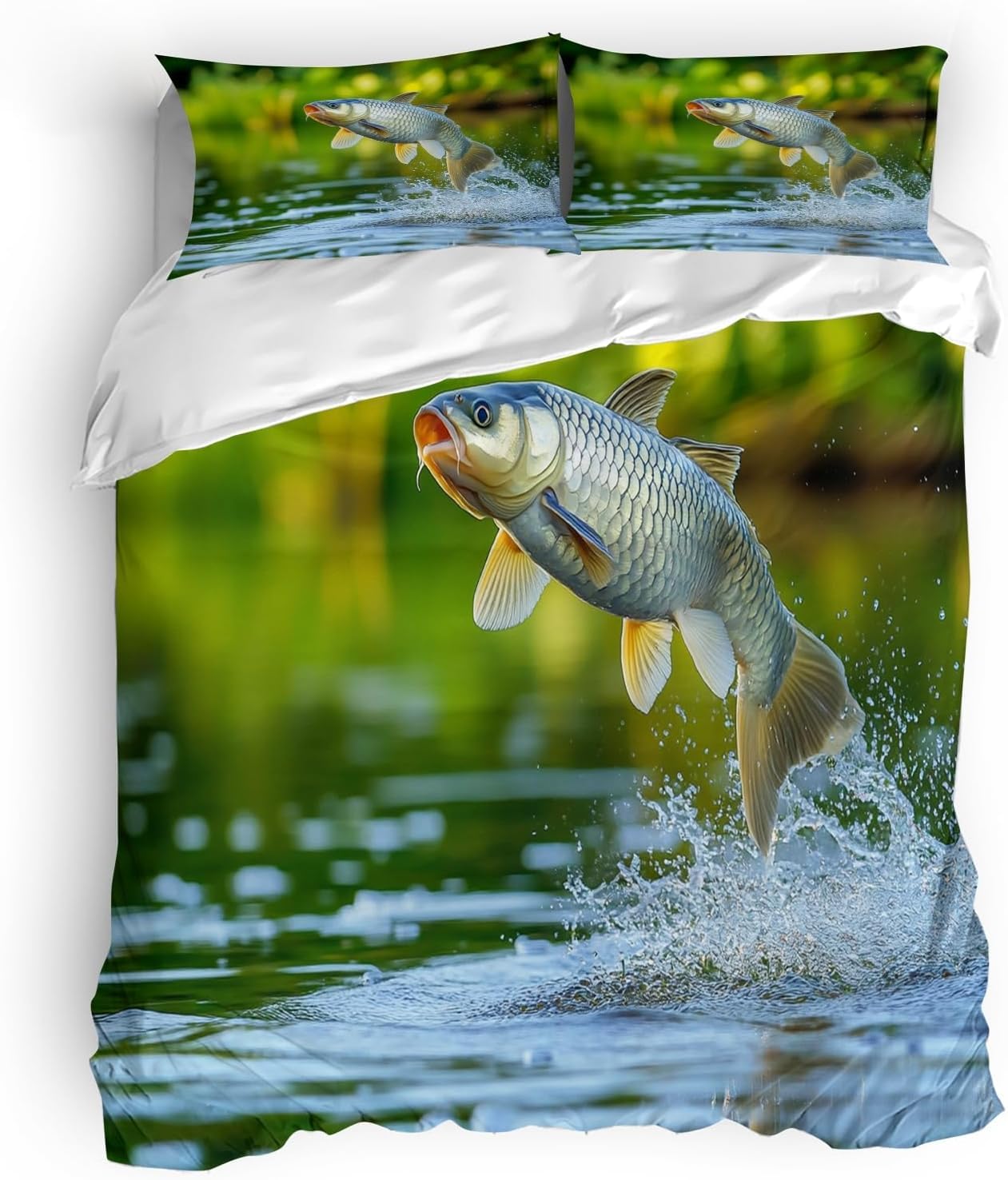 Komplet pościeli 220 x 240 cm, miękka pościel z mikrofibry, druk 3D, podwodna, 3-częściowy, poszwa na kołdrę z zamkiem błyskawicznym i 2 poszewki na poduszkę 80 x 80 cm, f.1008