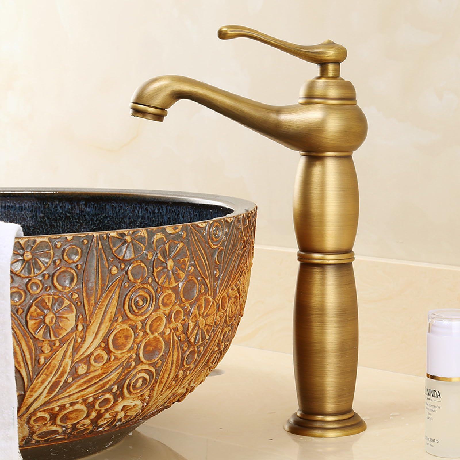 ANVLOJRIH Basin Mixer Tap Bathroom Sink Taps Vintage Single Lever for Bathroom Vintage Single Hole, Antique, High Lavatory Sink Faucet