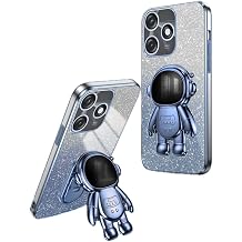 Case for Tecno Spark 10C Case with Astronaut Stand, Glitter Bling Thin Slim Shockproof Silicone Sparkly Case Cover Compatible with Tecno Spark 10C C