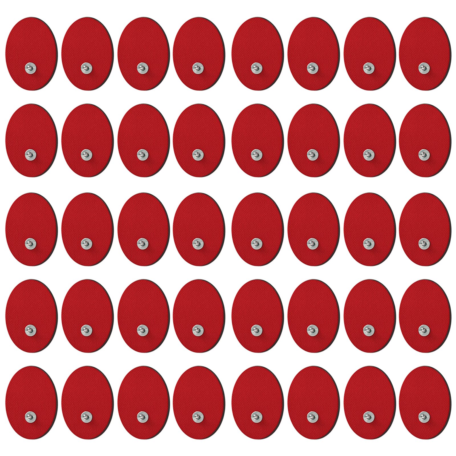 40PCS TENS/EMS Unit Replacement Pads, Upgraded 3rd Gen Large Premium Super Sturdy Snap Electrode Patches with Self-Adhesive Performance for Pain & Muscle Relief Reusable Up to 30 Times (S, Red)