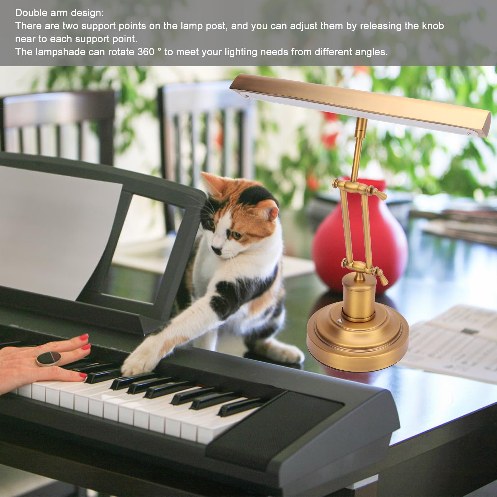 Zunate Lampada da Pianoforte da 12 W per Pianoforte a Coda/verticale, Lampada da Tavolo a LED Dimmerabile Touch Control da 3000K a 6000K Regolazione Continua della (Spina europea)