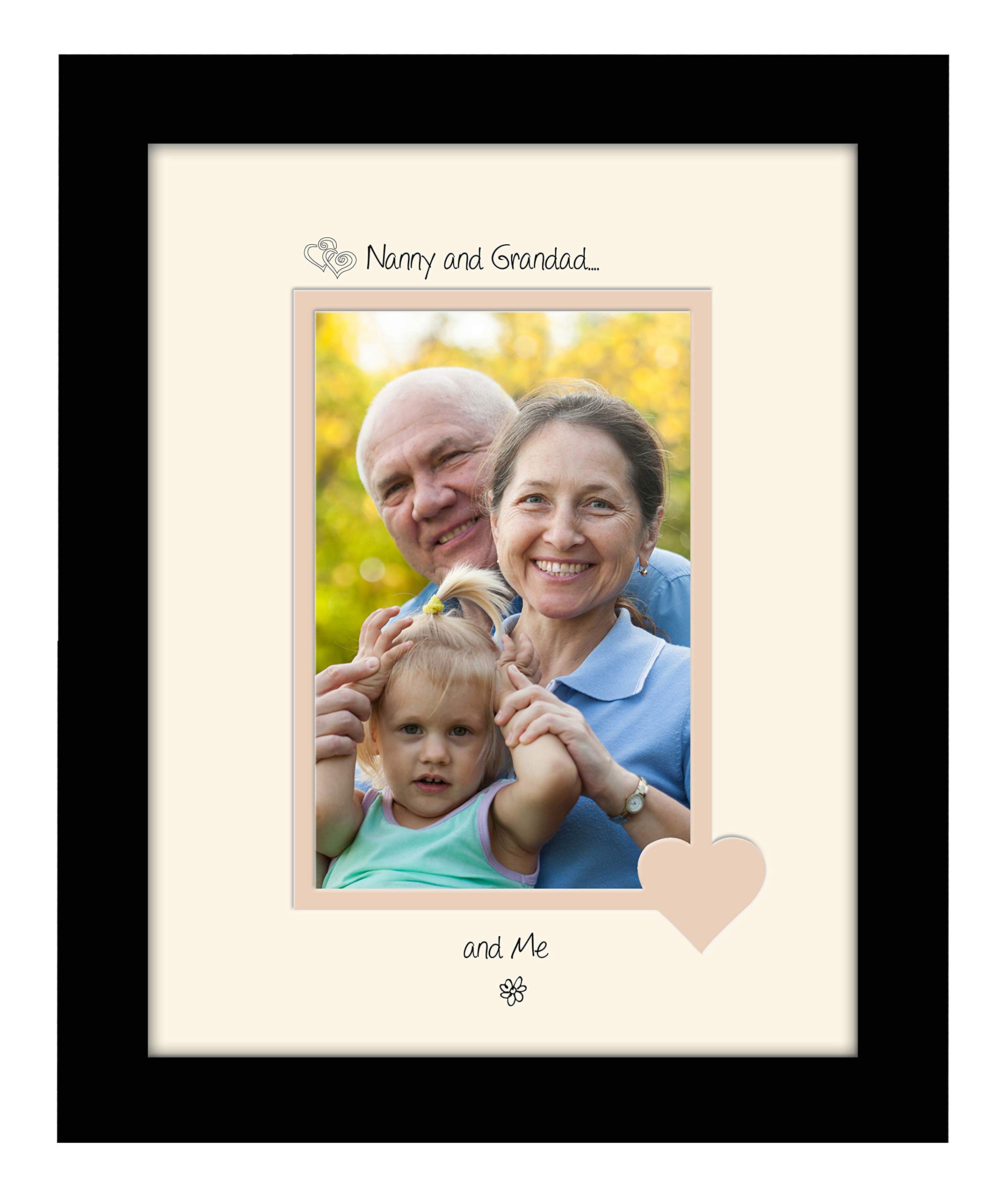 Photos In A Word Black Finish Frame Cream Mount Beige Inside Nanny & Grandad Photo Frame Nanny & Grandad And Me Portrait 6X4 Double Mounted 1006F Quality Gift (Black Finish Frame Cream Mount Beige Inside)