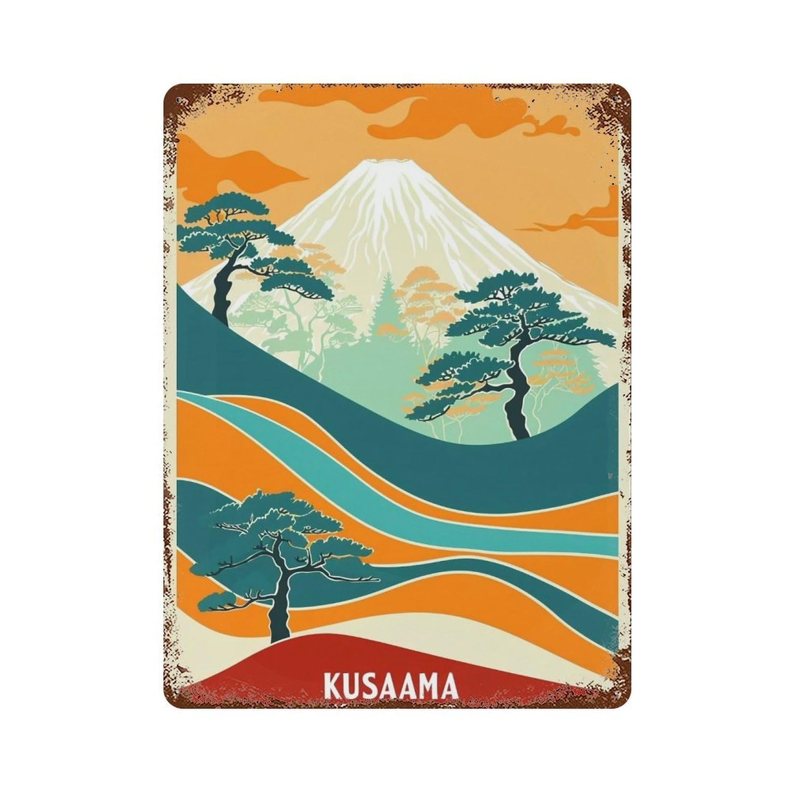 YHGERTKU Yayoi Kusama Japanese Grasslands 02 Wall Art Retro Iron Vintage Metal Tin Sign Poster Modern Decor for Living Rooms Gift 40x30cm