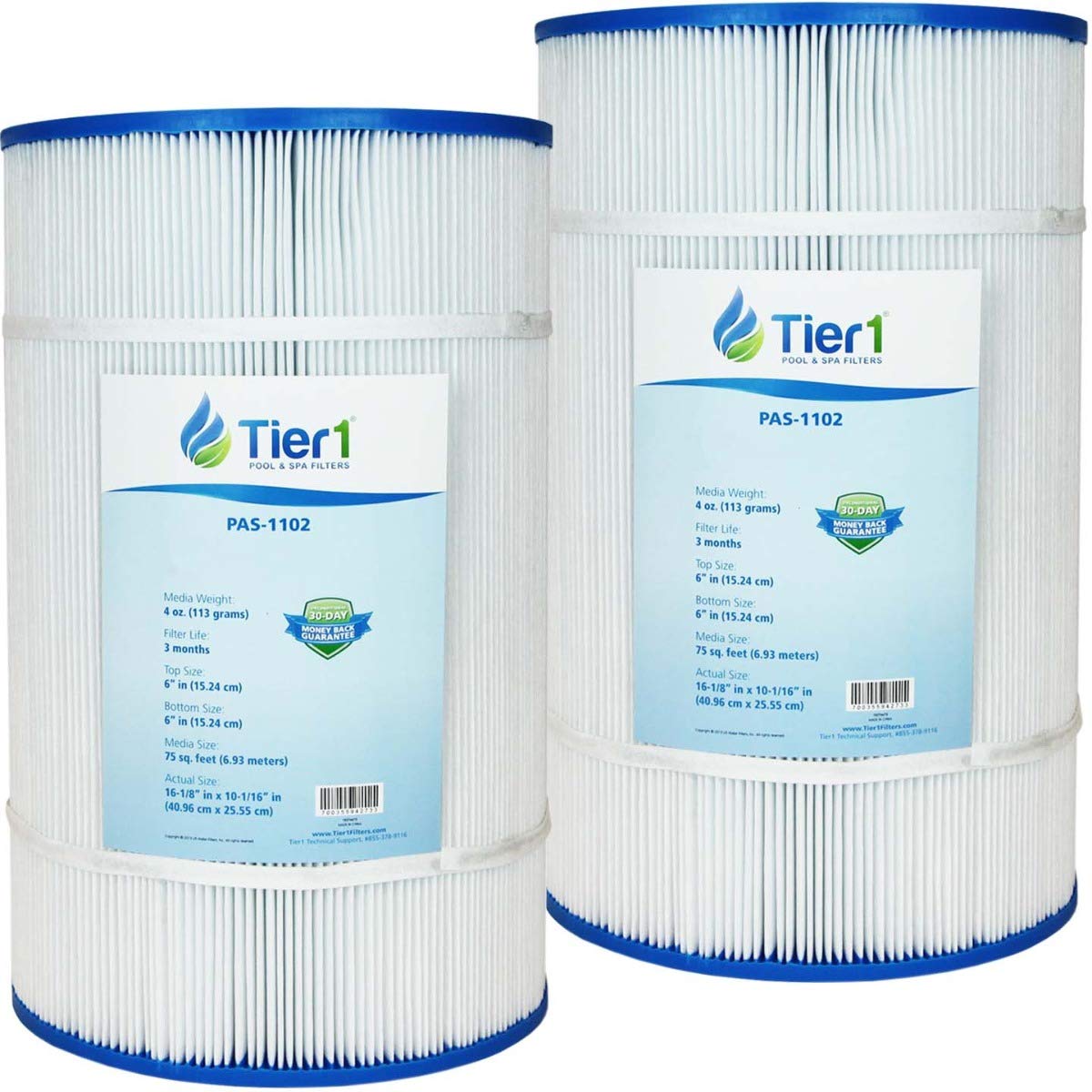Tier1 Pool & Spa Filter Cartridge 2-pk | Replacement for Pentair R173214, Clean & Clear 75, Pleatco PAP75-4, Filbur FC-0685, Unicel C-9407 and More | 75 sq ft Pleated Fabric Filter Media