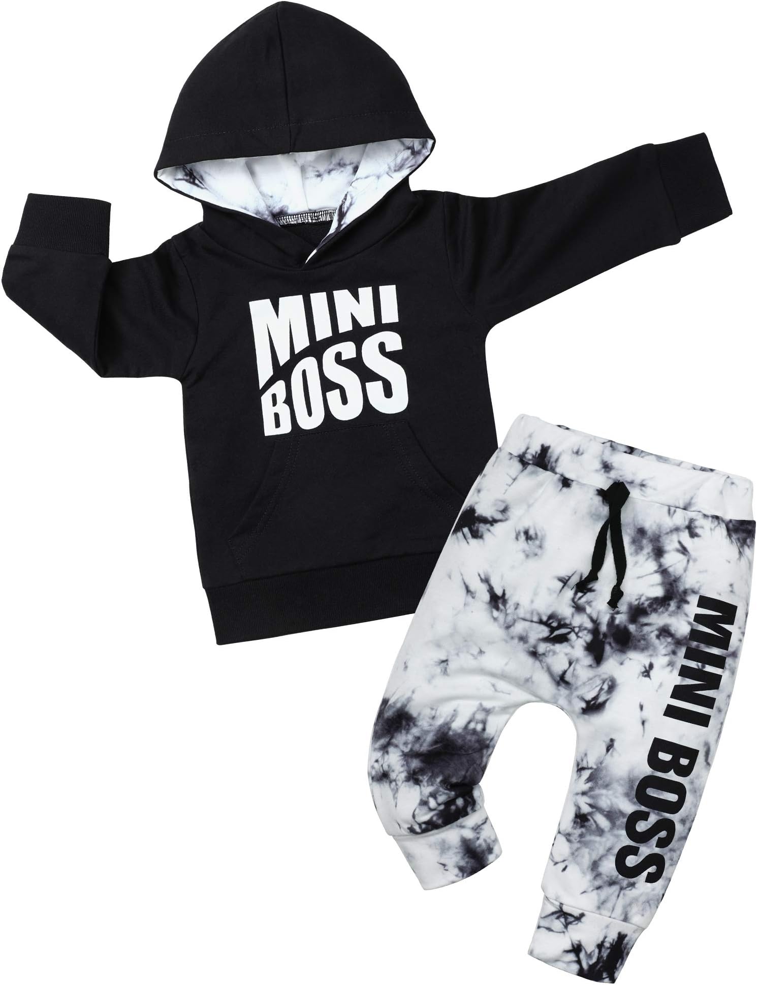 Von kilizo Toddler Baby Boy Clothes Fall Outfits Cute FashionsHoodie Sweatsuit Top+Tie-Dye Pants 2PCS Set