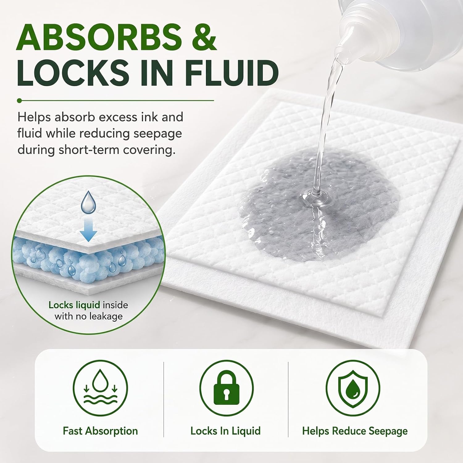 1000 Pack Tattoo Absorbent Pads Bulk, 6.25 x 7 in Soaker Sheets