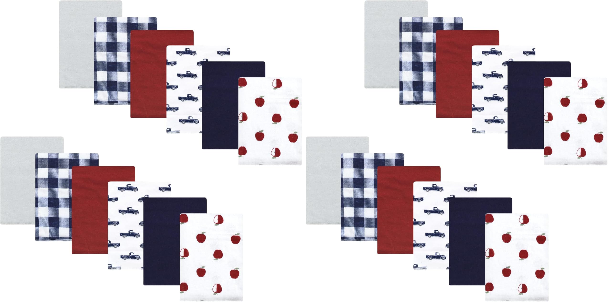 Hudson Baby Unisex Baby Cotton Flannel Burp Cloths Bundle, Apple Orchard, One Size (Pack of 2)