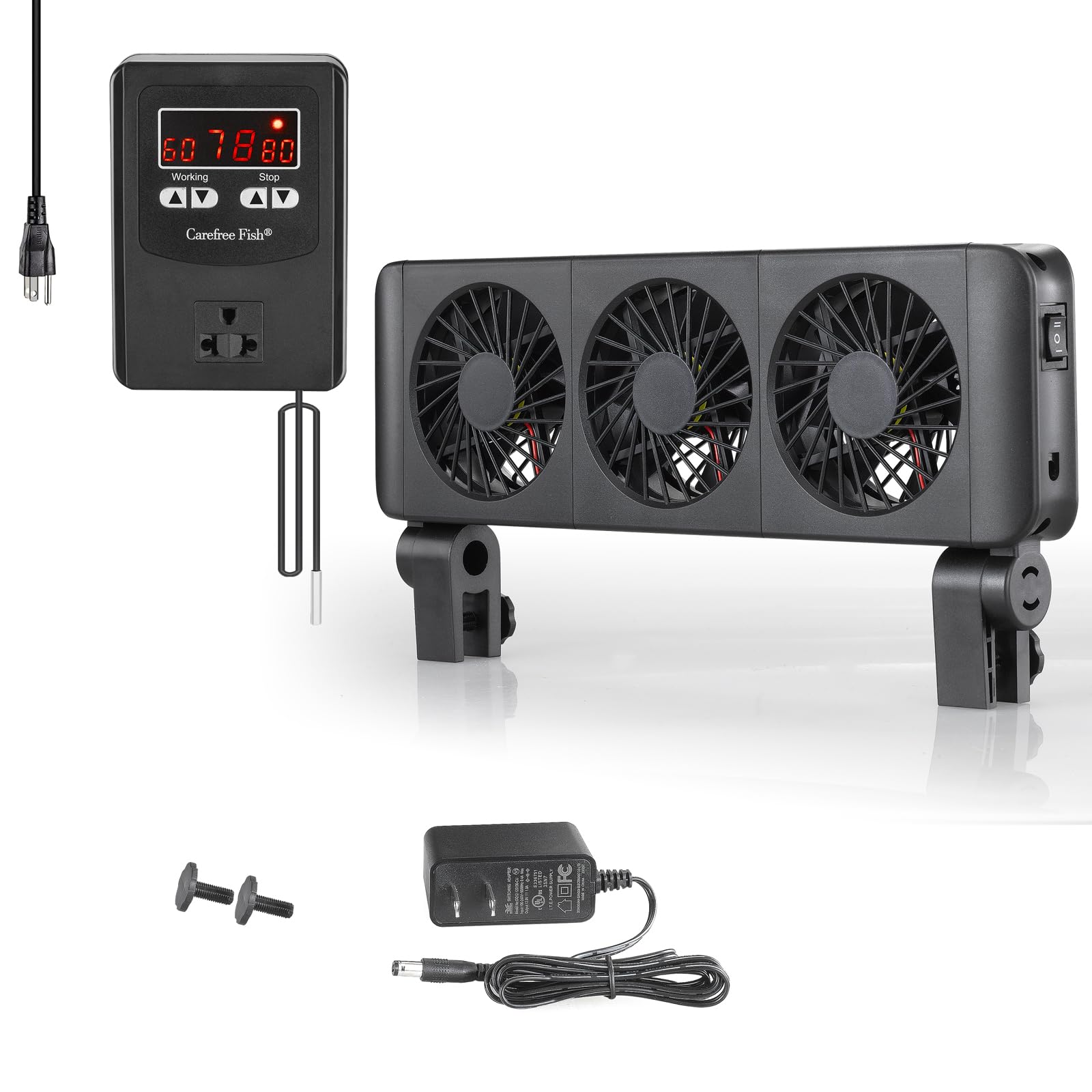 Carefree Fish Aquarium Cooling Fan and Temperature Controller Thermostat 1200W Fish Tank Chiller Equipment Adjustable Speed