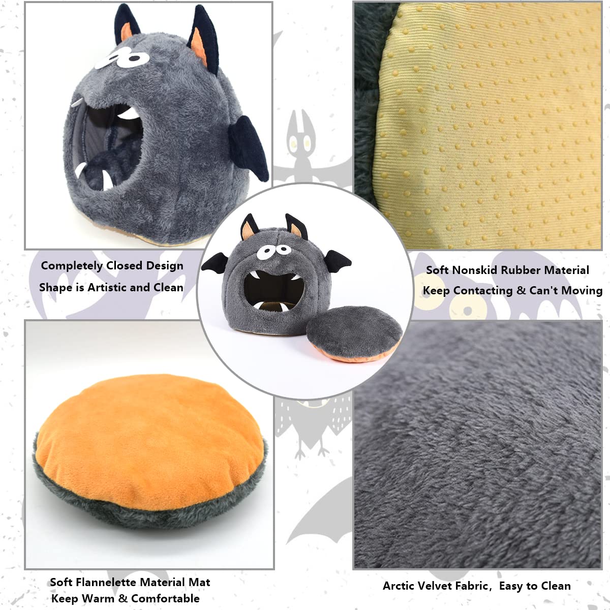 Cama de conejillo de indias Chinchillas Pequeña Cueva de animales Monstruo Casa de monstruos Hámster Miniatura Bolsa de miel Comadreja Ardilla Hollandhog para roedor Chinchilla Erizo Hámster