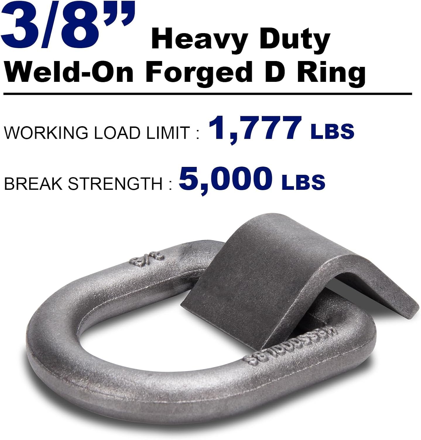 Anello a D forgiato da 3/8" con MBS: 2,3 kg, anello a D con punti di ancoraggio saldati per rimorchi, camion, camper, ATV Tiedown, applicazioni agricole ecc. (confezione da 20)