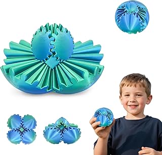 Gear Ball 3D Printed Fidget Toy Rotating Gear Ball Stress Relief Desk Toy Adults and Children Gift for Christmas Secret Santa (Shiny Green, Diameter: 6.5cm)