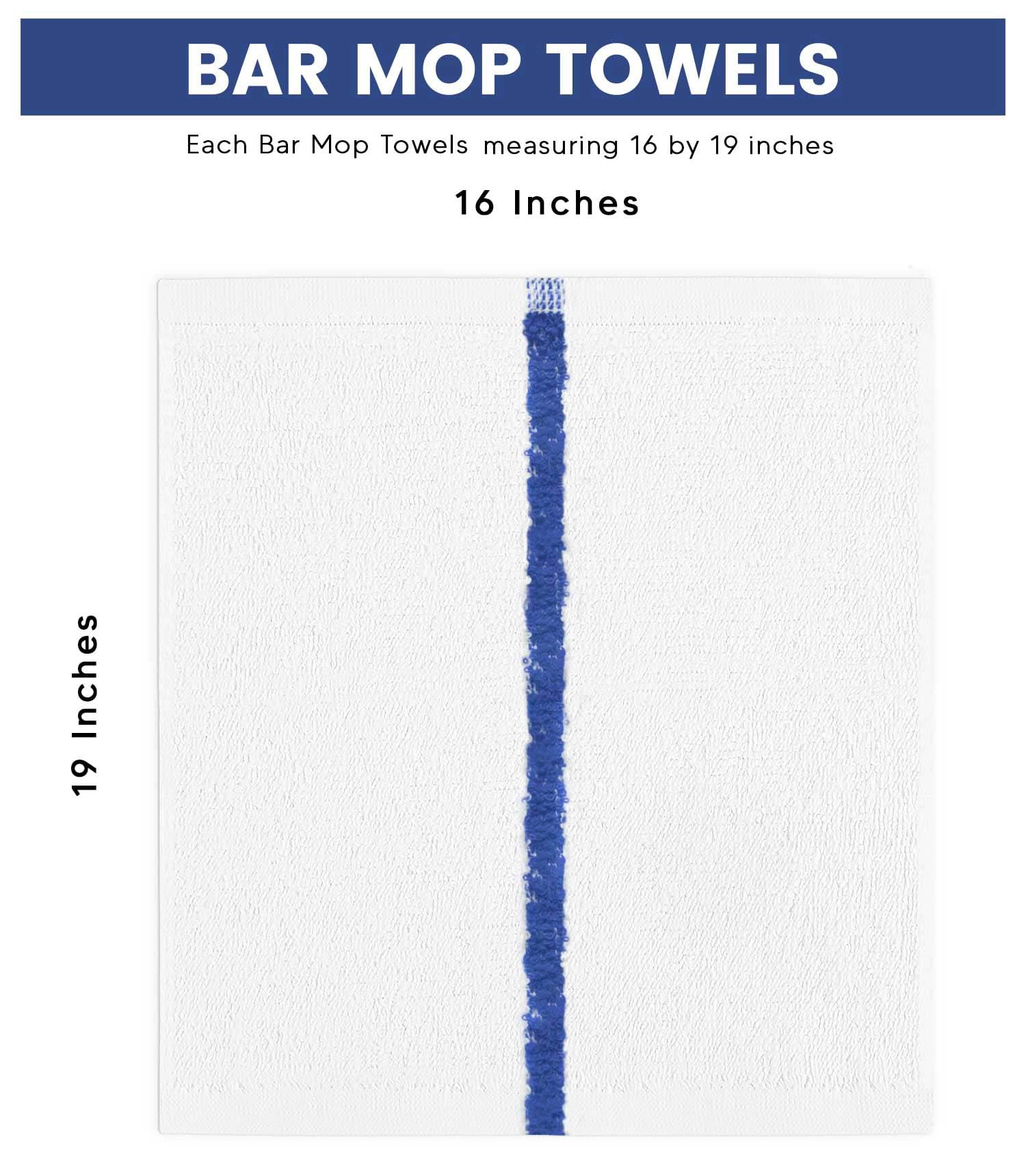 Toallas de bar para cocina, paquete de 50 unidades, 16 x 19 pulgadas, 100 % algodón, altamente absorbentes, trapos de limpieza de secado rápido, toallas de cocina de rizo (rayas azules)