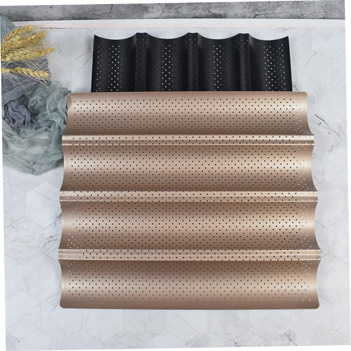 Molde para Hornear Baguettes Larga Antiadherente Bandeja de Pan para Horno Resistente al Calor para Cocina Casera Molde Pan Horno