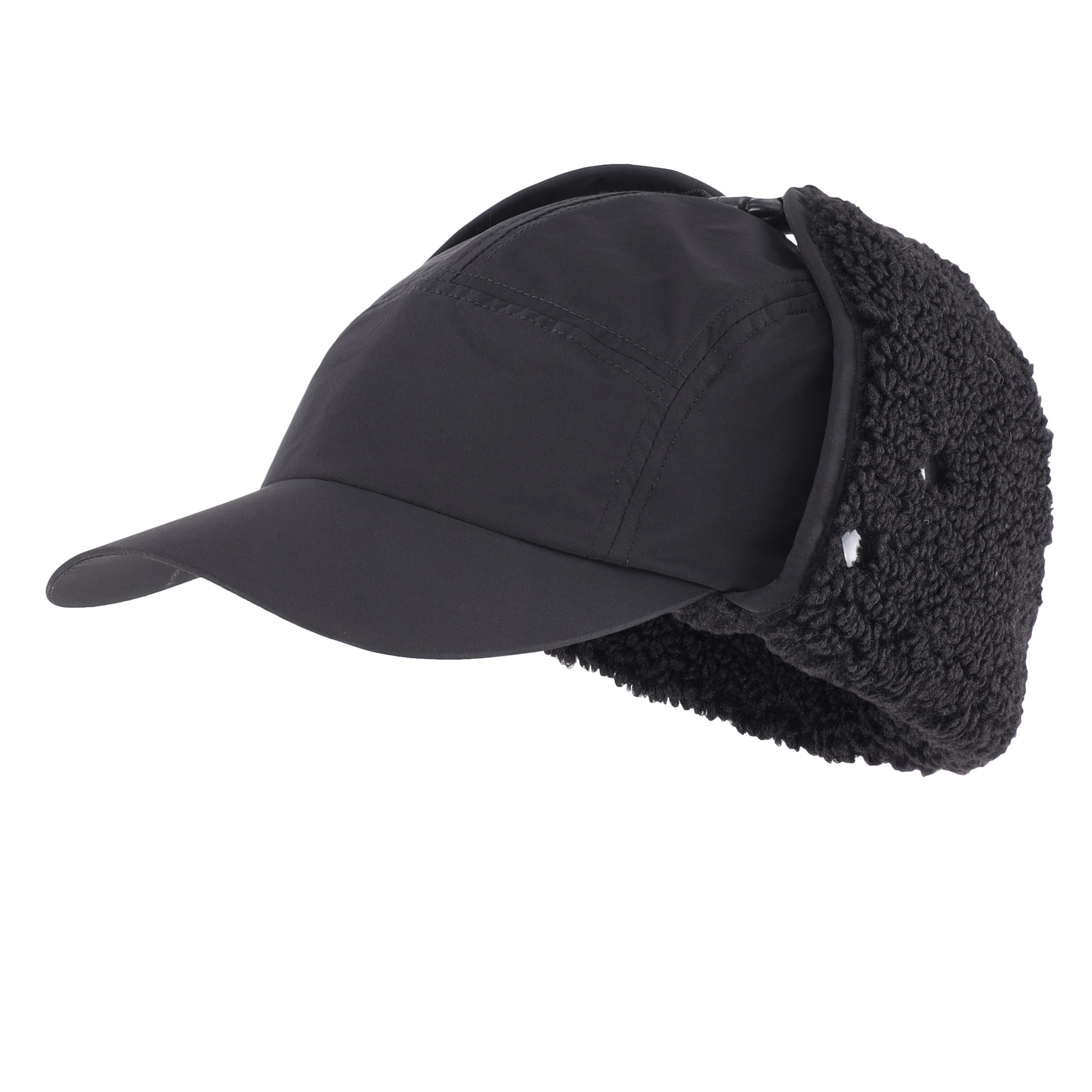 Home Prefer Impermeable para hombre invierno sombrero forro polar orejeras visera sombrero cubierta facial, Negro, talla única