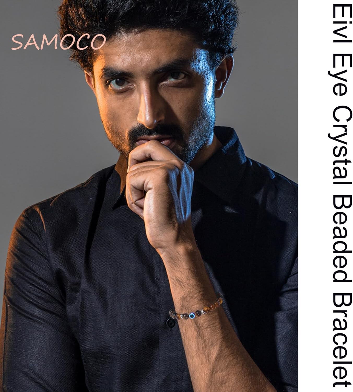 SAMOCO 9Pcs 8mm Blue Evil Eye Beaded Bracelets Lucky Bracelet for Protection Blessing Jewelry Boho Handmade Strehch Bracelet for Women Men - Image 2