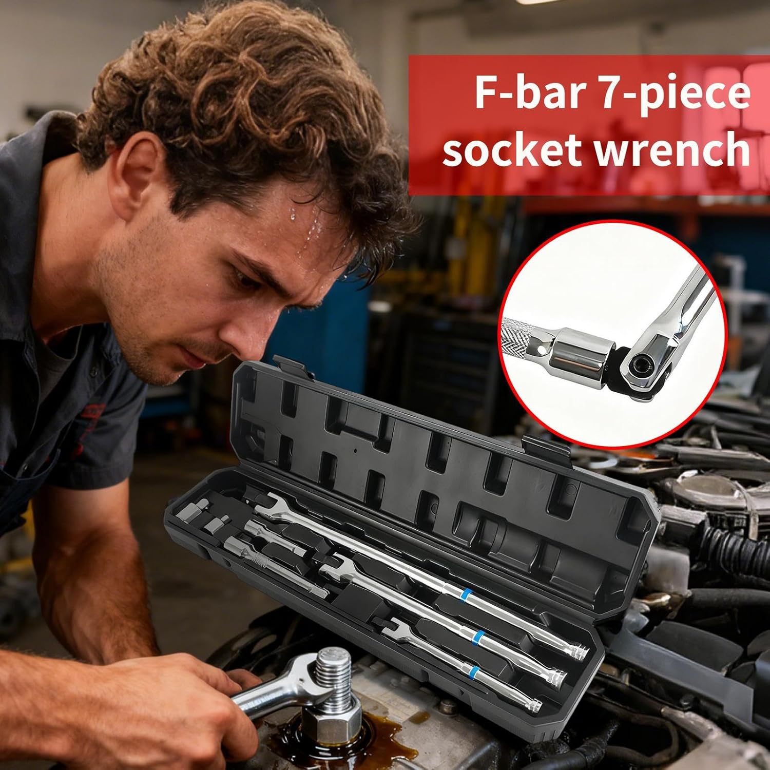 Fバーレンチセット | 7点 ヘビーデューティ スチール ロングハンドル レンチ レバレッジ ツール | カー修理 ブレーカーバー