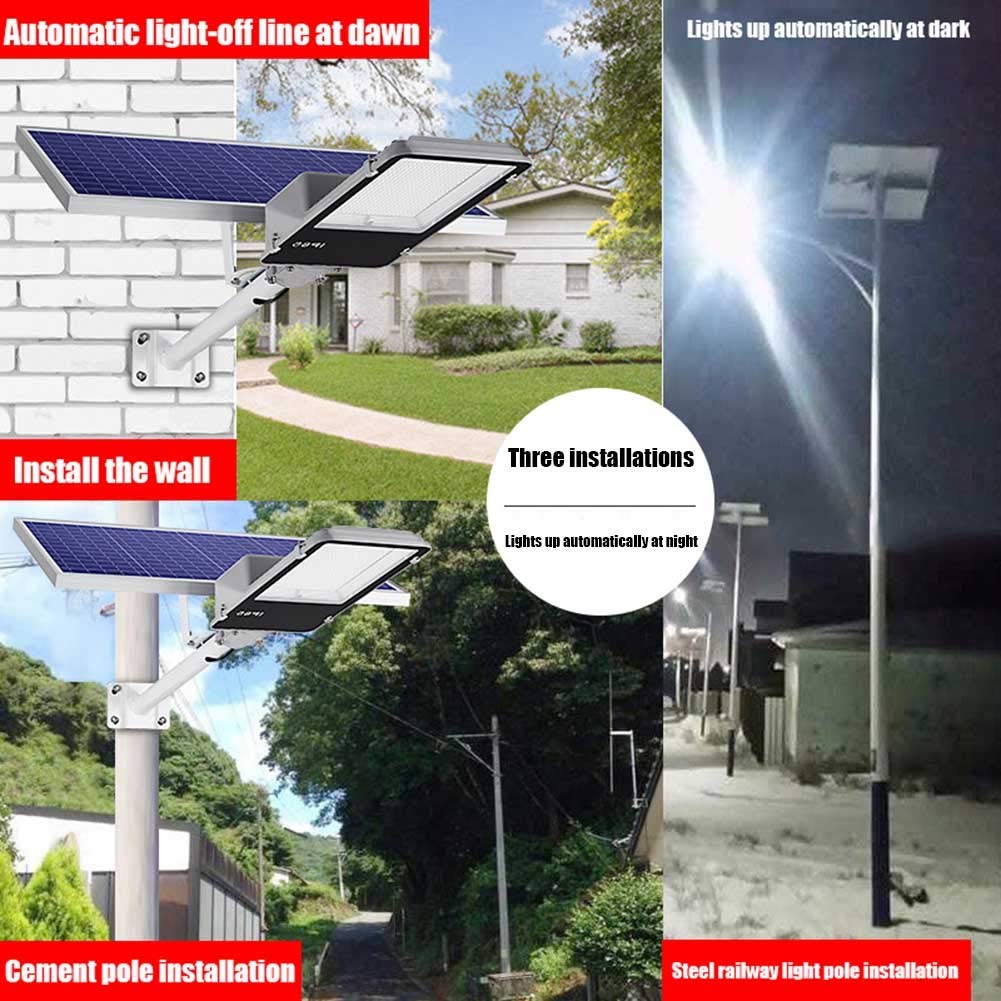Lampione da esterno, lampione solare a LED da giardino, 500W 600W 1000W 1200W Palo luminoso da esterno dal crepuscolo all'alba con telecomando, impermeabile, ideale per parcheggio, stadio, cortile
