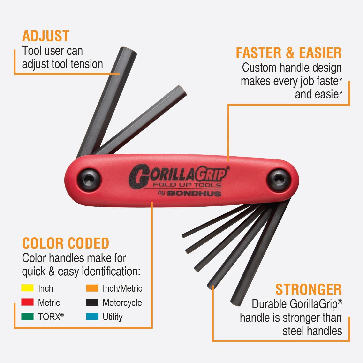 Bondhus 14187 Balldriver L-wrench Set #10999 (1.5-10mm) & GorillaGrip Hex Fold-up Set #12587 (2-8mm) Bonus Set