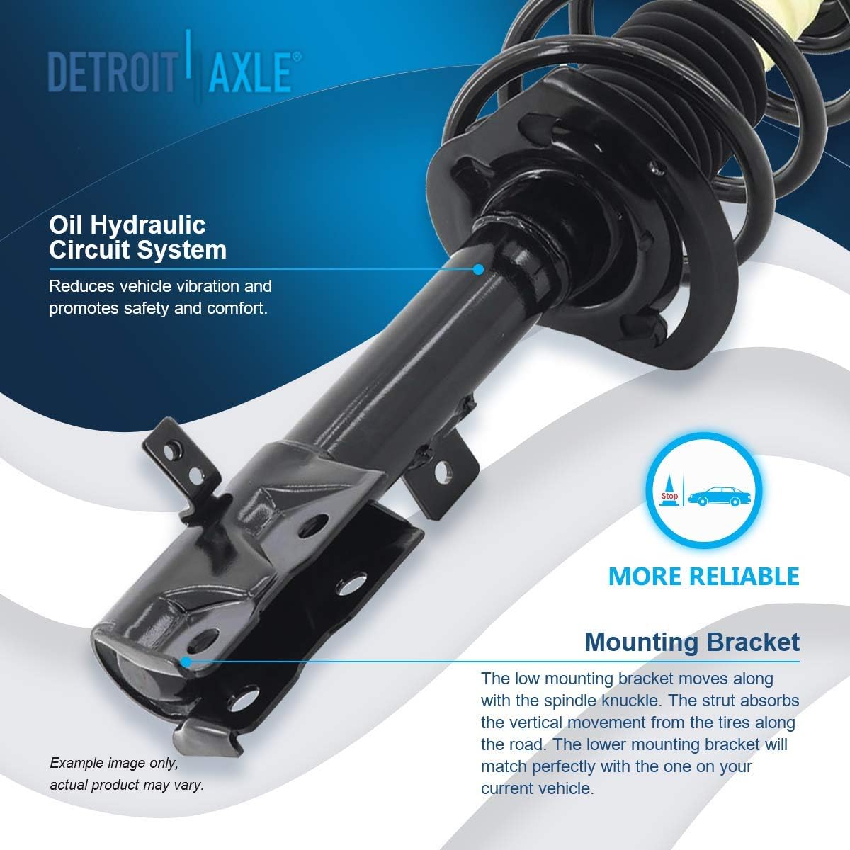 Detroit Axle - Front Left Strut for 2007-2012 Dodge Caliber, 2008 2009 2010 2011 Driver Side Strut w/Coil Spring Assembly Replacement