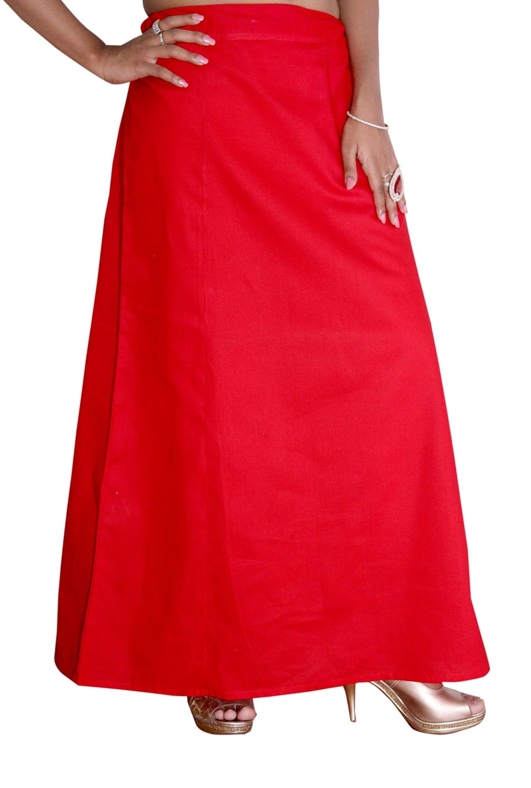 Cotton Blend Petticoat, Red, Ankle Length, Casual Style, Drawstring Waist, Machine Washable, Standard Size-picture-44