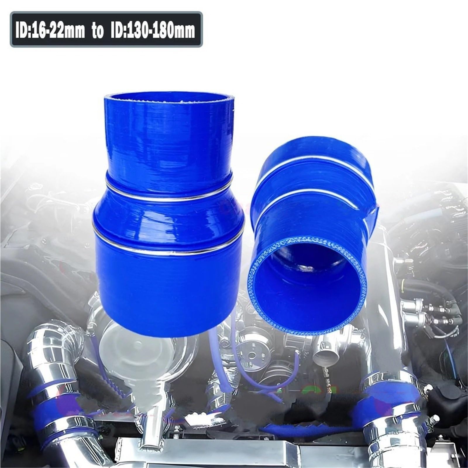 wąż do wody chłodzącej Samochód Intercooler Turbo Wlot Rura Złączka Uniwersalna Silikonowa Rurka Wąż Oplot Prosty Reduktor Niebieski ID16mm-180mm(ID57mm-63mm)