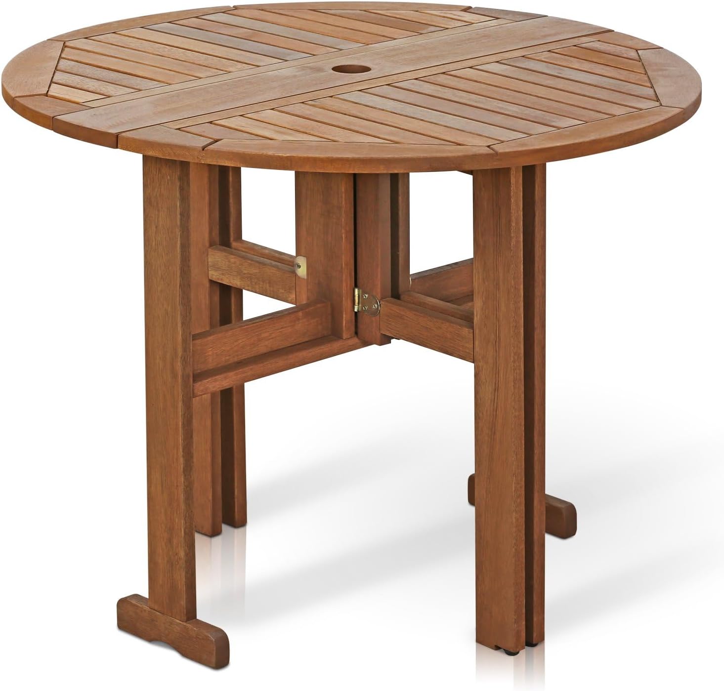 Furinno FG17035 Tioman Hardwood Patio Furniture Gateleg Round Table in Teak Oil, Natural
