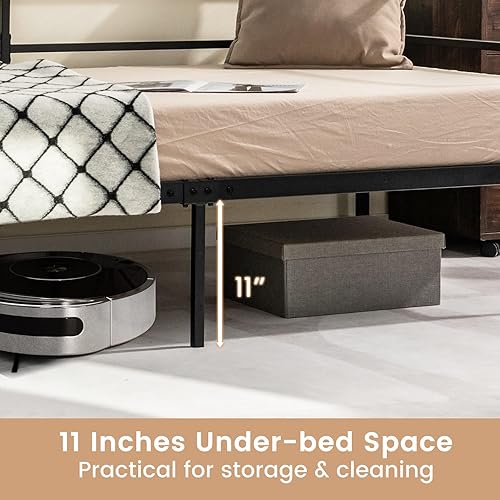 Miniatura 5 de Giantex Marco de cama de metal tamaño individual, cama de día con soporte de listones de metal y barandillas de 3 lados, sofá cama 2 en 1 que ahorra