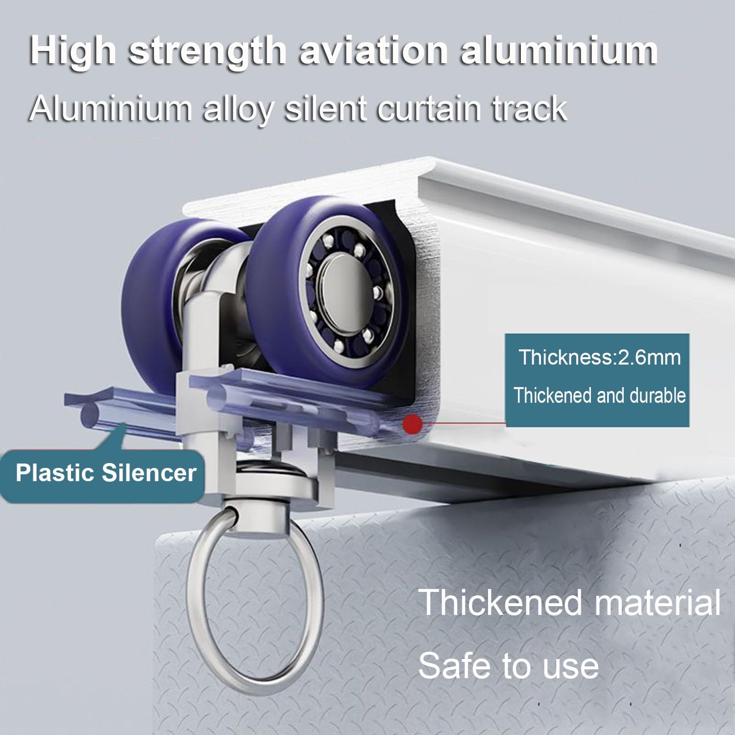 Wytrzymały aluminiowy system szyn do zasłon sufitowych – drążek 3,7 m do zasłon, prysznica, kampera i przegród pokojowych, wysokiej jakości rozwiązanie zapewniające prywatność i wystrój domu.