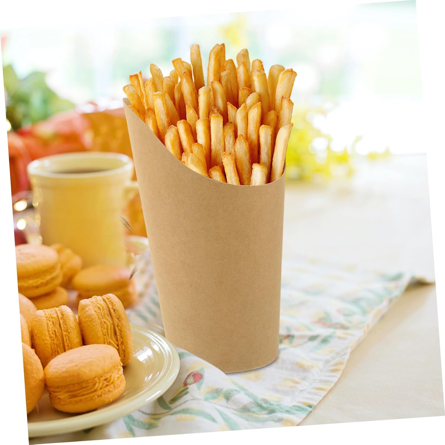 NOLITOY 100Pcs Snack Containers Kraft French Fry Cups for Parties Daily Use Snack Holders for Waffles