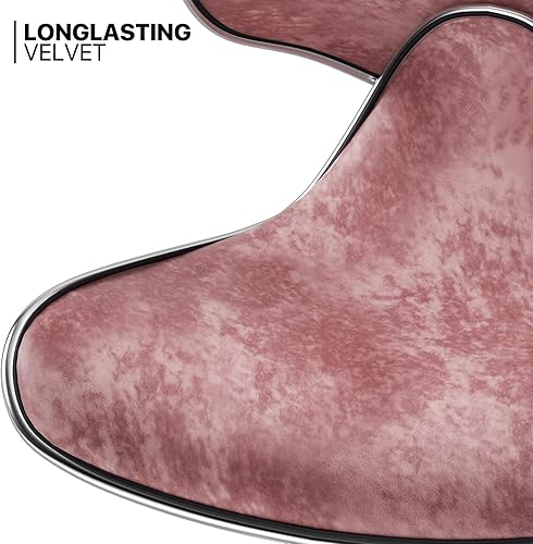 Miniatura 5 de MoNiBloom Juego de 2 sillas giratorias modernas de salón tapizadas en terciopelo con respaldo y ruedas de 360, asientos de esteticista de altura