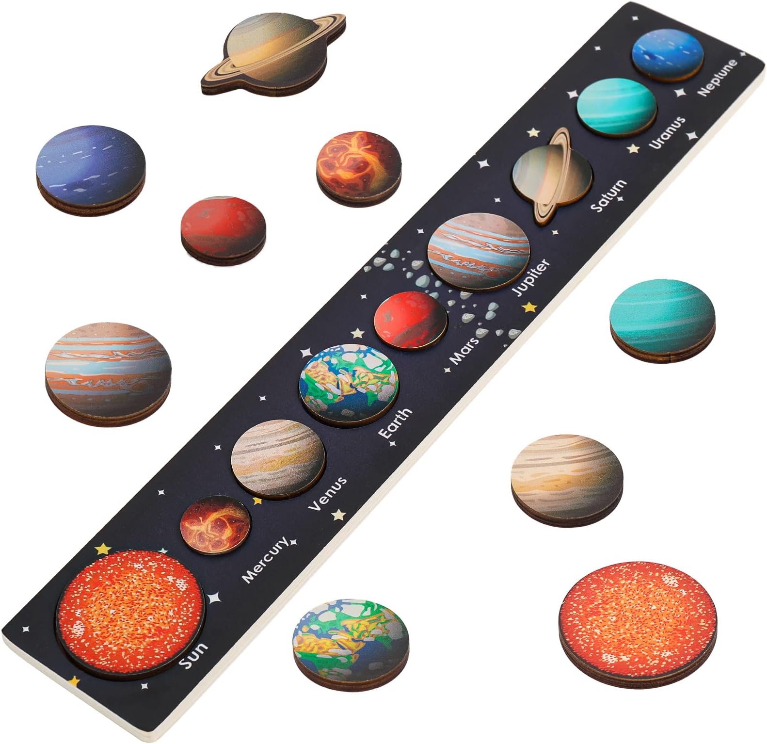 Zeoddler Solar System Puzzle for Kids 3-6, Wooden Space Toys, Planets for Kids, Preschool Learning Activities, Gift for Boys, Girls