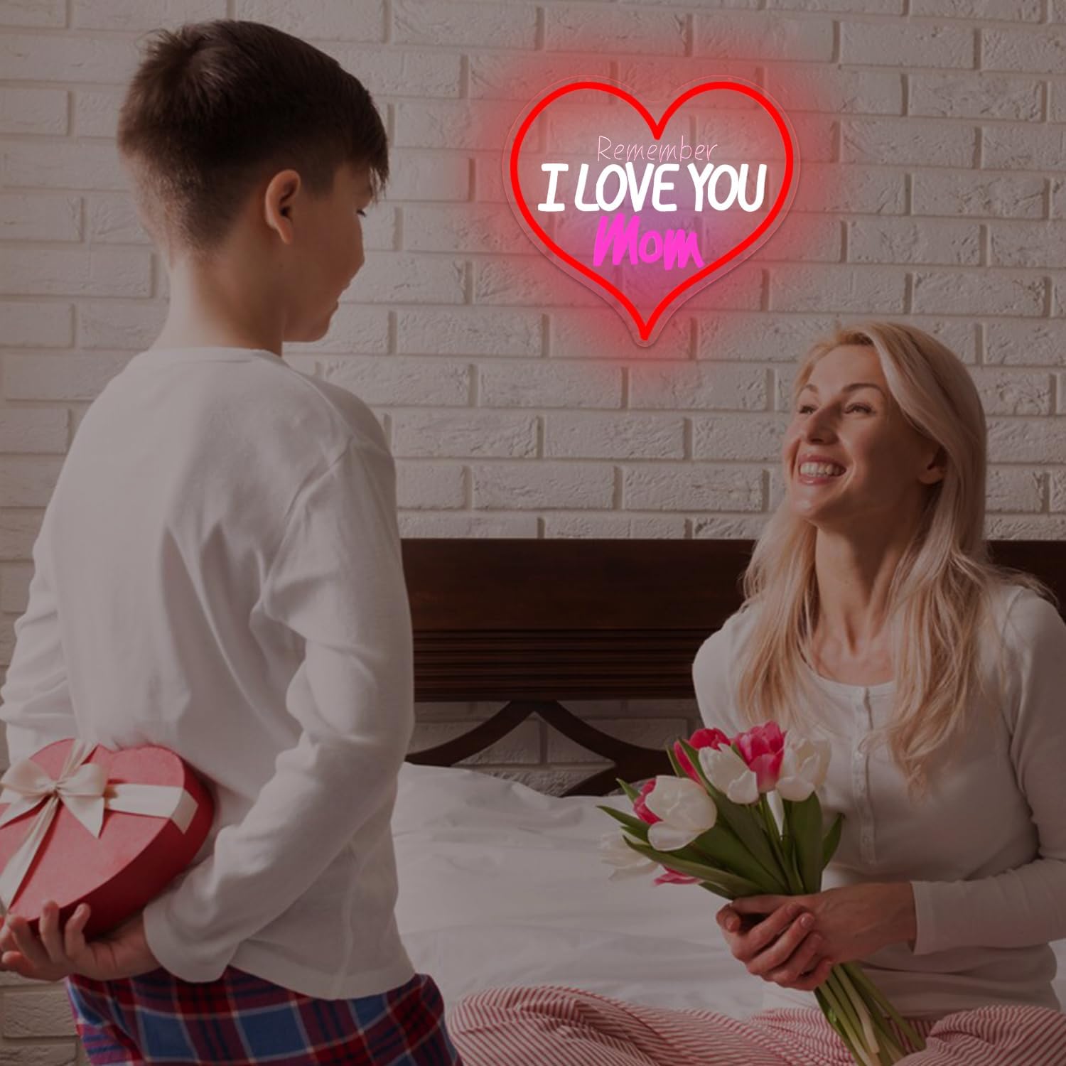 Mother's Day Neon Sign Dimmable Remember I Love You Mom Led Signs Love Mom Neon Light Sign Happy Mothers Day Decorations Birthday Gifts for Mama