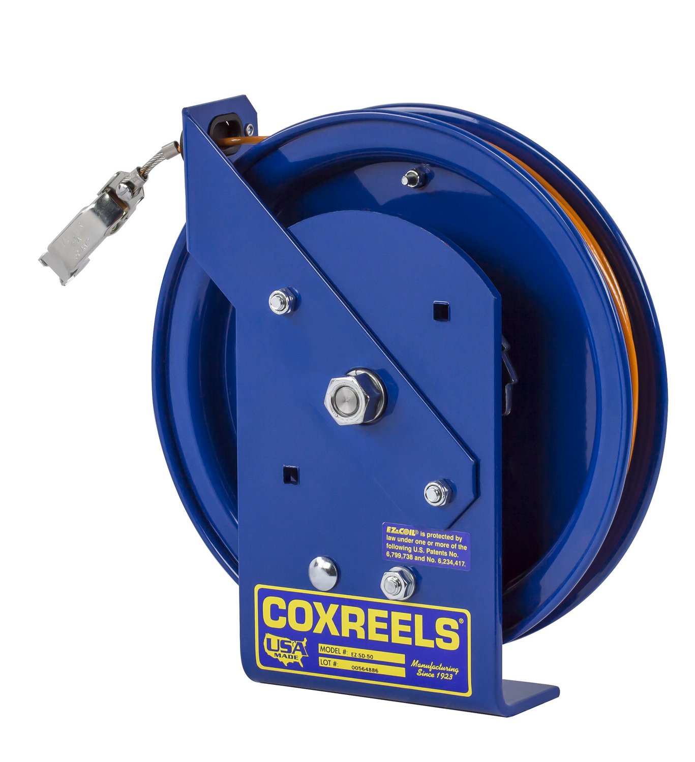 Coxreels EZ-SD-75 Safety Series Spring Rewind Static Discharge Cord Reel: 75' Cord