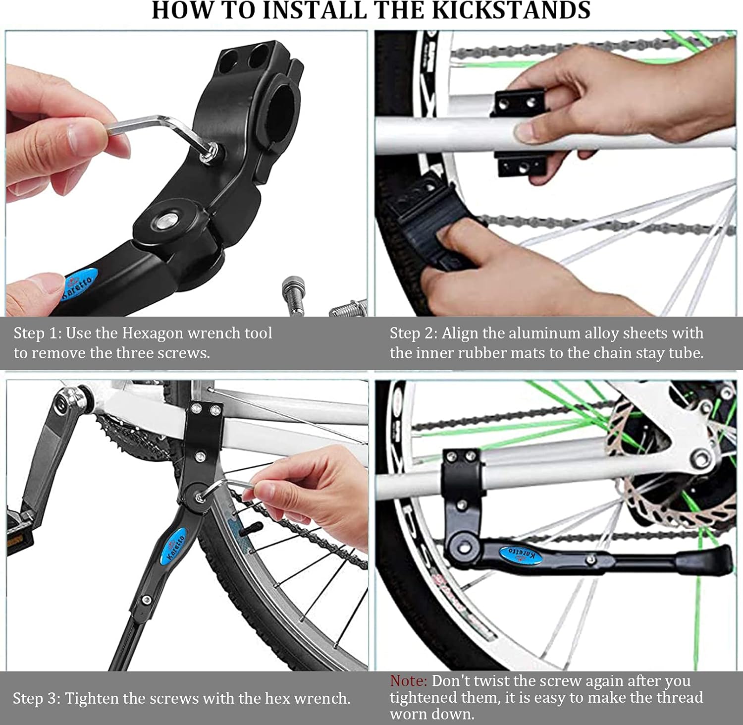 Bike Kickstand Kids- Adjustable Rear Side Aluminum Alloy Bicycle Stand Kickstand Fit for 1618" 20" 22Bike Kick Stand for Mountain Bike Road Bicycles Kickstand Kids/16-22in(Rear Side Black)